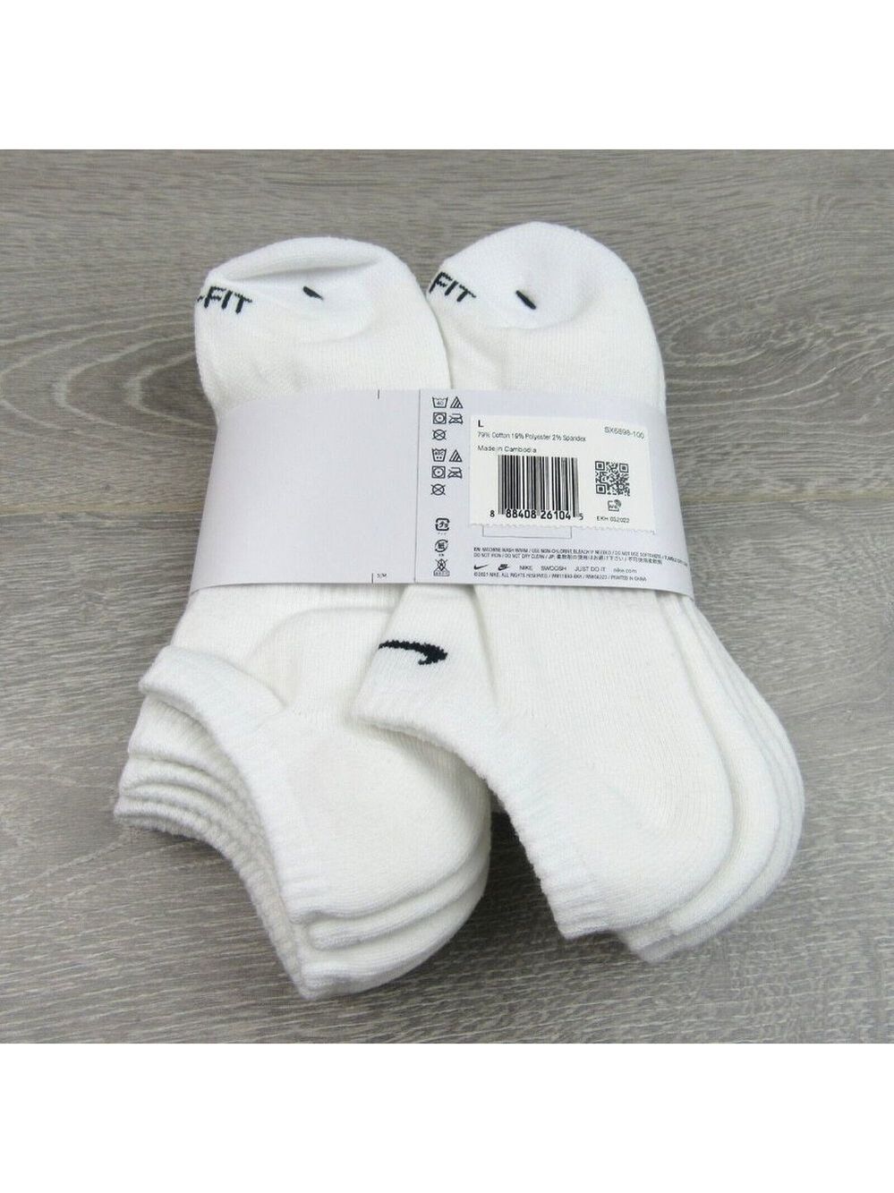 Nike Everyday Plus No Show Socks 6 Pack Mens Size 8-12 White Dri-Fit NEW - Picture 6 of 7